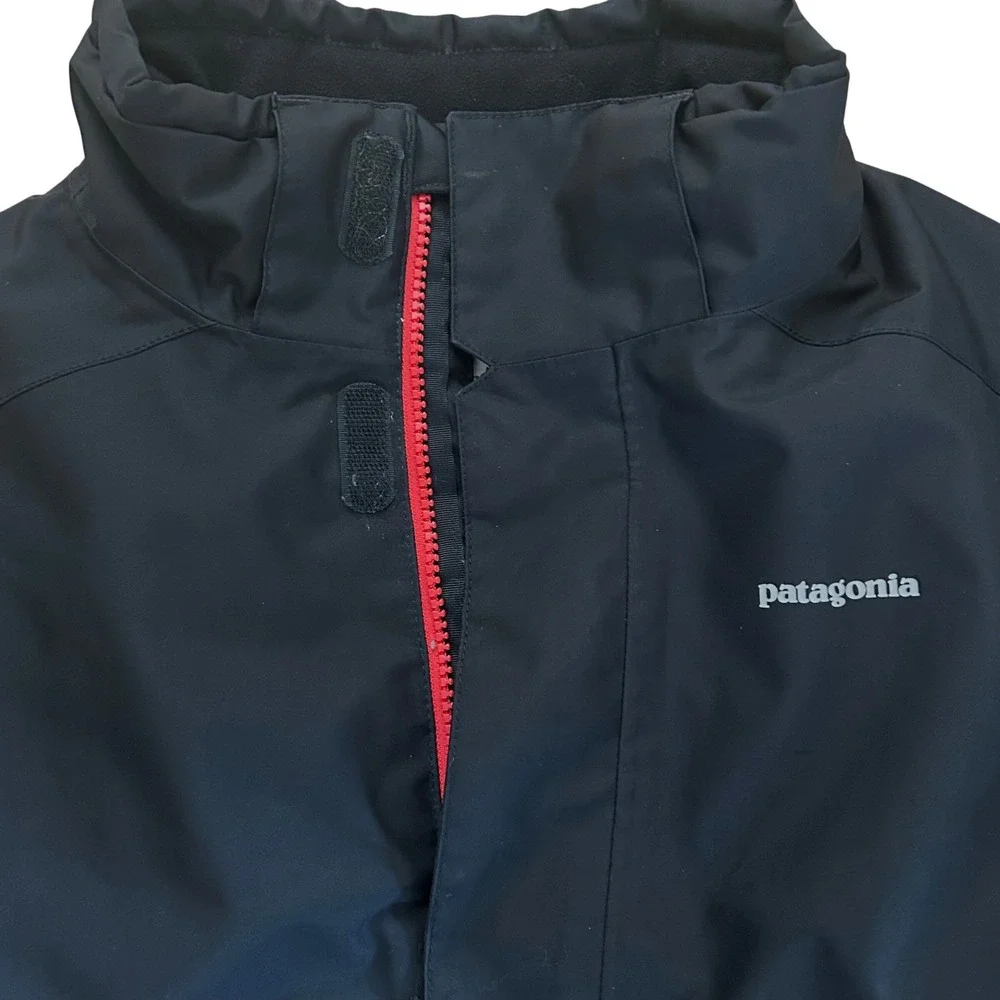 Patagonia Boys H2No Insulated Winter Jacket Black Red Full Zip Ski Coat XL 14